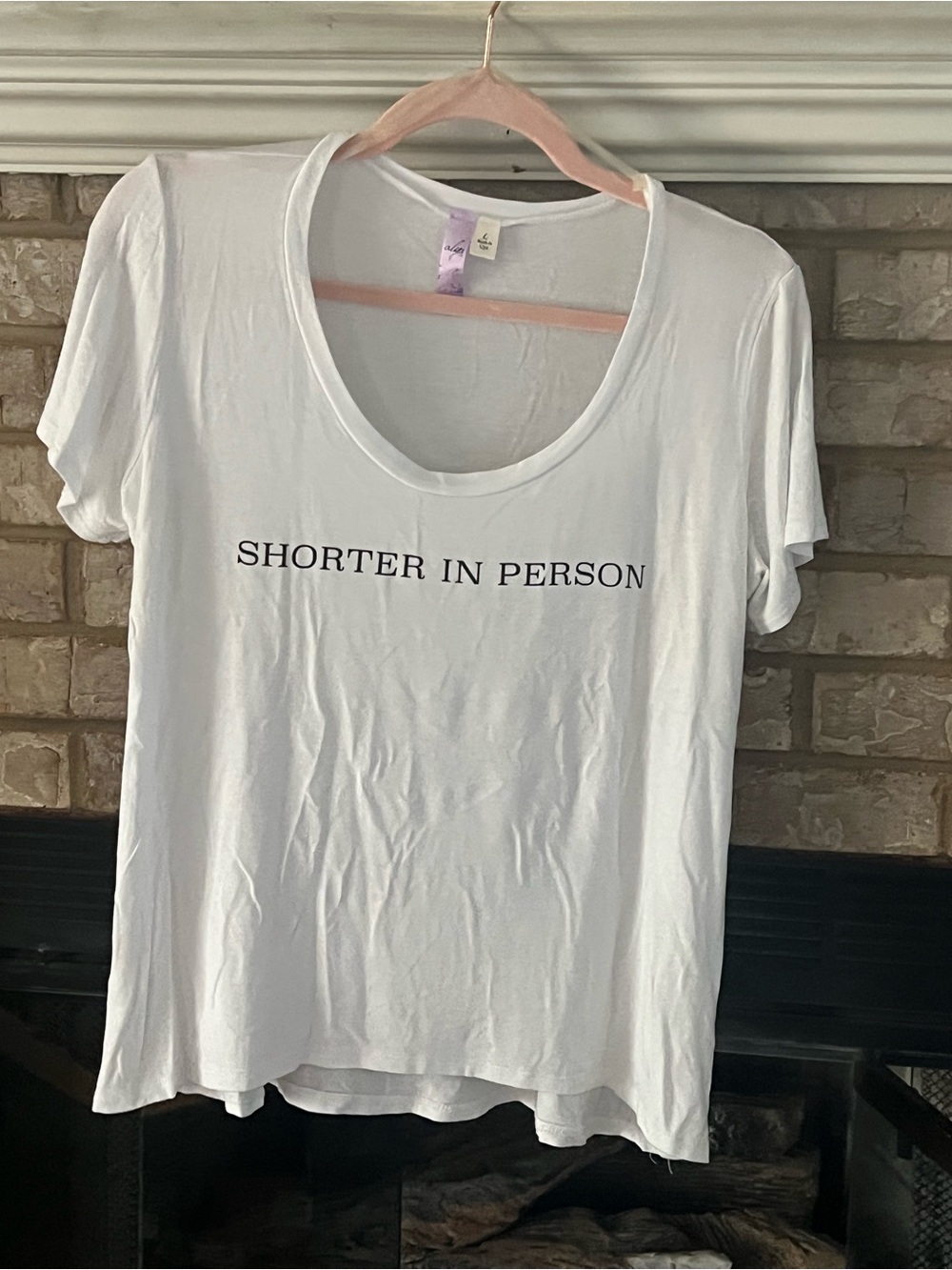 Shorter In Person White Graphic Scoop Neck Tee size large worn once